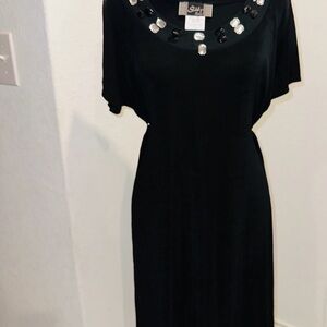 Black Embellished Neckline Women’s Dress